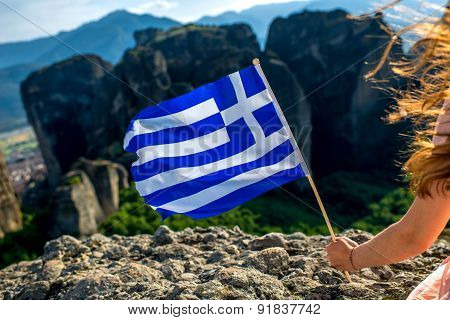 Woman with greek flag