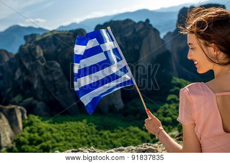 Woman with greek flag