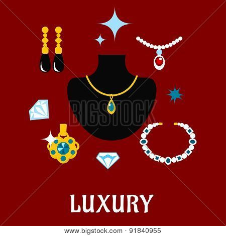 Luxury concept displaying expensive jewelry