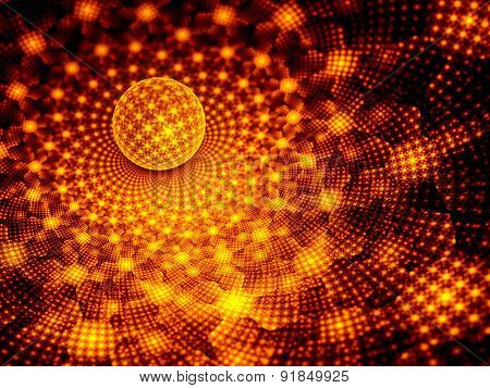 Fiery Glowing Sphere With Fractal Pattern