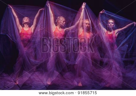 photo as art - a sensual and emotional dance of beautiful ballerina through the veil