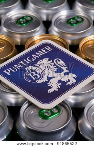 Beermat From Puntigamer Beer On The Cans.