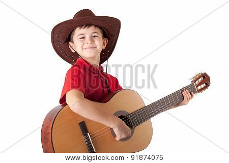 Smiling Boy With Acoustic Guitar
