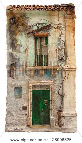 Artistic miniature of ancient sicilian poor house