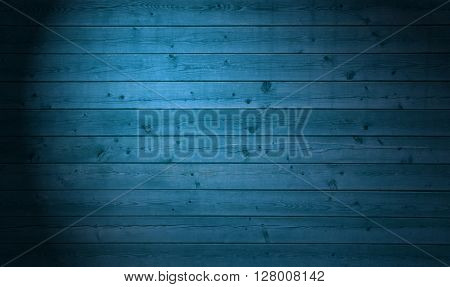 Wooden background with parellel old blue planks