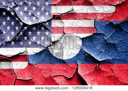 Grunge Laos flas with american flag combination