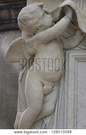Angel of a grave of a cemetery in Paris