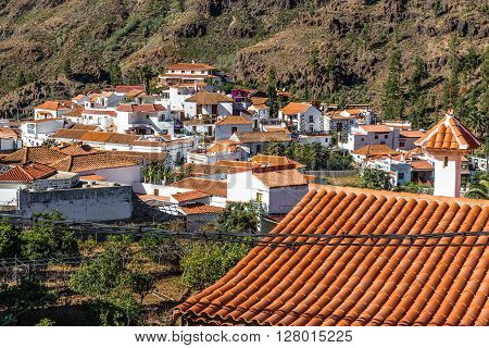 View On Fataga Village Located In Barranco de Fataga Valley - Gran Canaria Canary Islands Spain