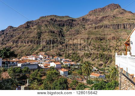 View On Fataga Village Located In Barranco de Fataga Valley - Gran Canaria Canary Islands Spain