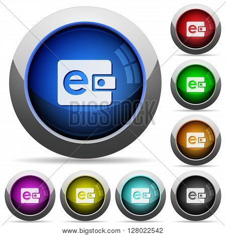 Set of round glossy e-wallet buttons. Arranged layer structure.