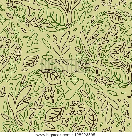 seamless pattern of green leaves floral design