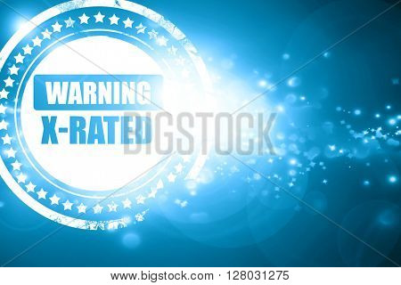 Blue stamp on a glittering background: Xrated sign isolated