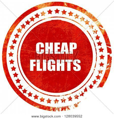 cheap flight, grunge red rubber stamp on a solid white backgroun