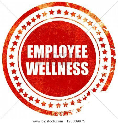emplyee wellness, grunge red rubber stamp on a solid white backg
