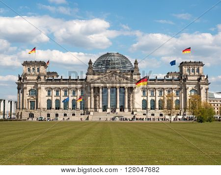 Reichstag with Republic Square in Berlin Germany