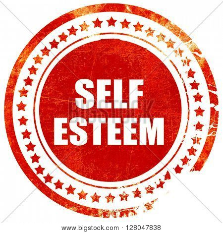 self esteem, grunge red rubber stamp on a solid white background