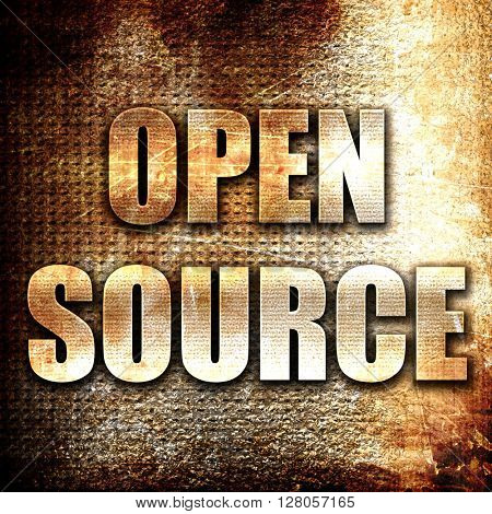 open source, written on vintage metal texture