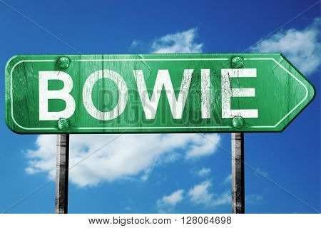 bowie road sign , worn and damaged look