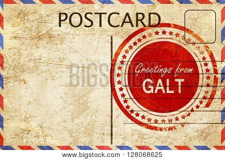 galt stamp on a vintage, old postcard