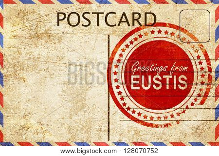 eustis stamp on a vintage, old postcard