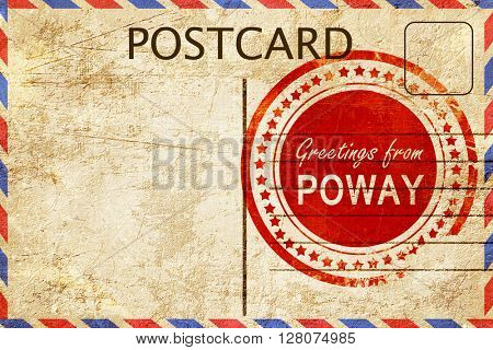 poway stamp on a vintage, old postcard