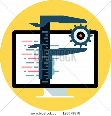 Bug Fixing Theme, Flat Style, Colorful, Vector Icon