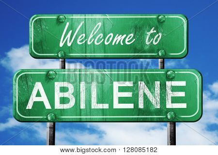 abilene vintage green road sign with blue sky background