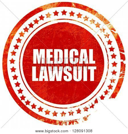 medical lawsuit, grunge red rubber stamp with rough lines and ed