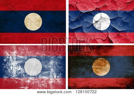Laos flas collection. 4 different flags on white background