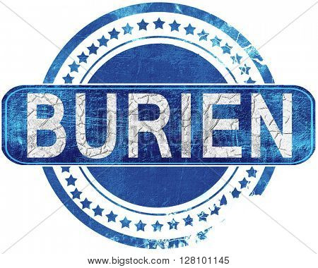 burien grunge blue stamp. Isolated on white.