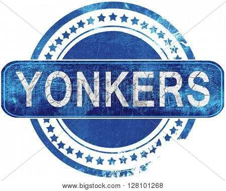 yokane grunge blue stamp. Isolated on white.