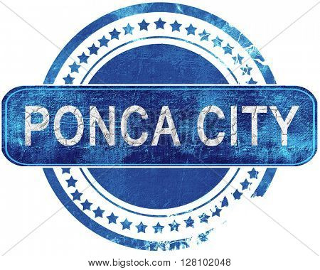 ponca city grunge blue stamp. Isolated on white.