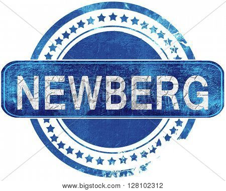 newberg grunge blue stamp. Isolated on white.