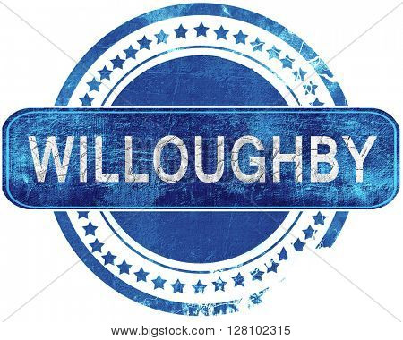 willoughby grunge blue stamp. Isolated on white.