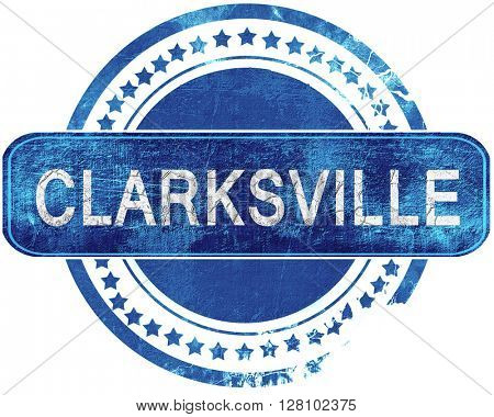 clarksville grunge blue stamp. Isolated on white.