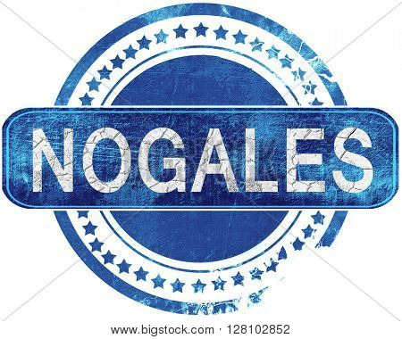 nogales grunge blue stamp. Isolated on white.