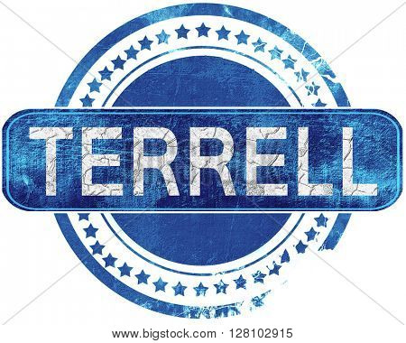 terrell grunge blue stamp. Isolated on white.
