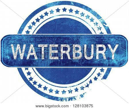 waterbury grunge blue stamp. Isolated on white.
