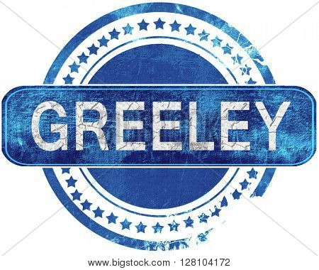 greeley grunge blue stamp. Isolated on white.