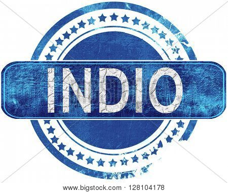 indio grunge blue stamp. Isolated on white.