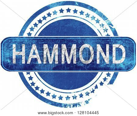 hammond grunge blue stamp. Isolated on white.