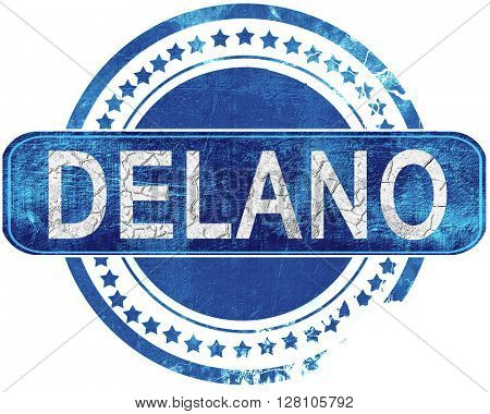delano grunge blue stamp. Isolated on white.