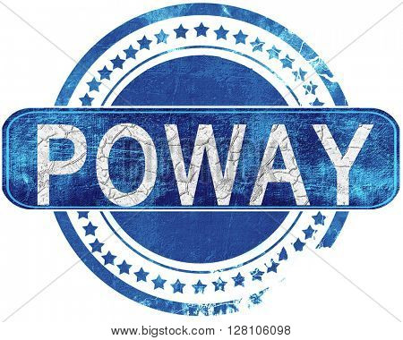 poway grunge blue stamp. Isolated on white.