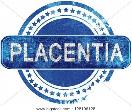placentia grunge blue stamp. Isolated on white.