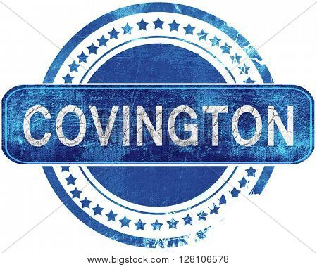 covington grunge blue stamp. Isolated on white.