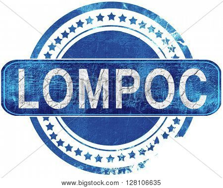 lompoc grunge blue stamp. Isolated on white.
