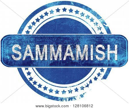 sammamish grunge blue stamp. Isolated on white.