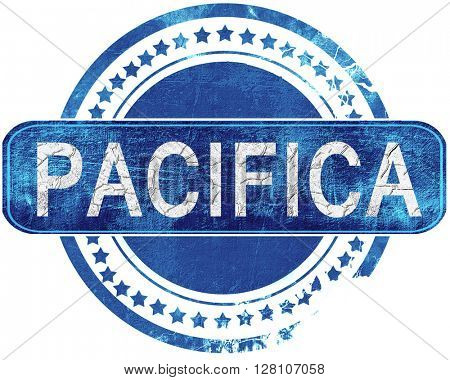 pacifica grunge blue stamp. Isolated on white.