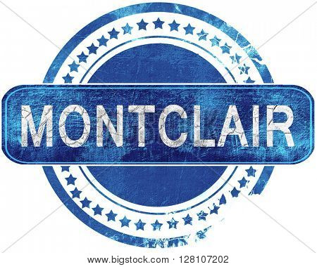 montclair grunge blue stamp. Isolated on white.
