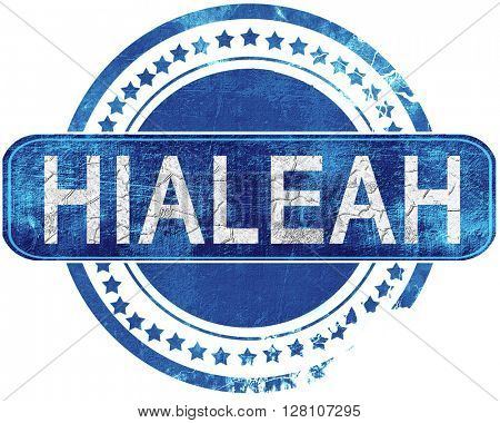 hialeah grunge blue stamp. Isolated on white.